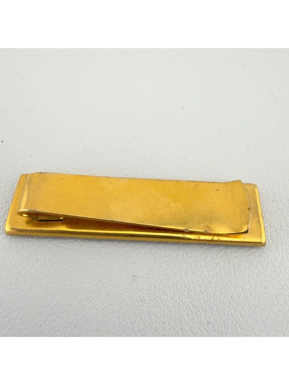 Vintage Damascene Tie Clip Bar Made In Spain Etched Gold Tone Black
